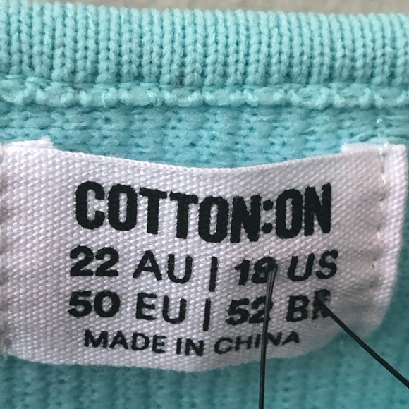 COTTON:ON Square Neck Plus Size Aqua Ribbed Crop Tank. New with Tags - Picture 5 of 10